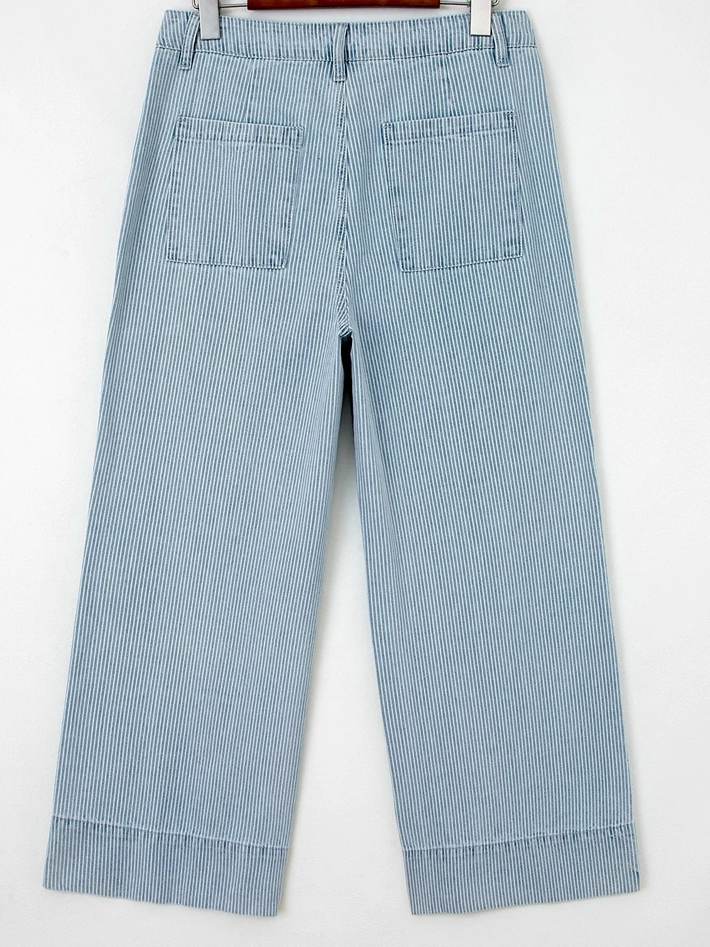 🩵Hello Gorgeous! Cute Striped Wide-Leg Cropped Jeans Light Blue